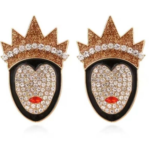 New BB EVIL QUEEN SNOW WHITE Halloween Disney rhinestone earrings - Picture 1 of 8